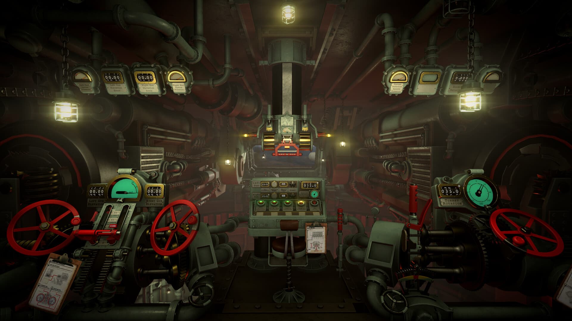 Wide IRON NEST interior showing both gun-laying stations