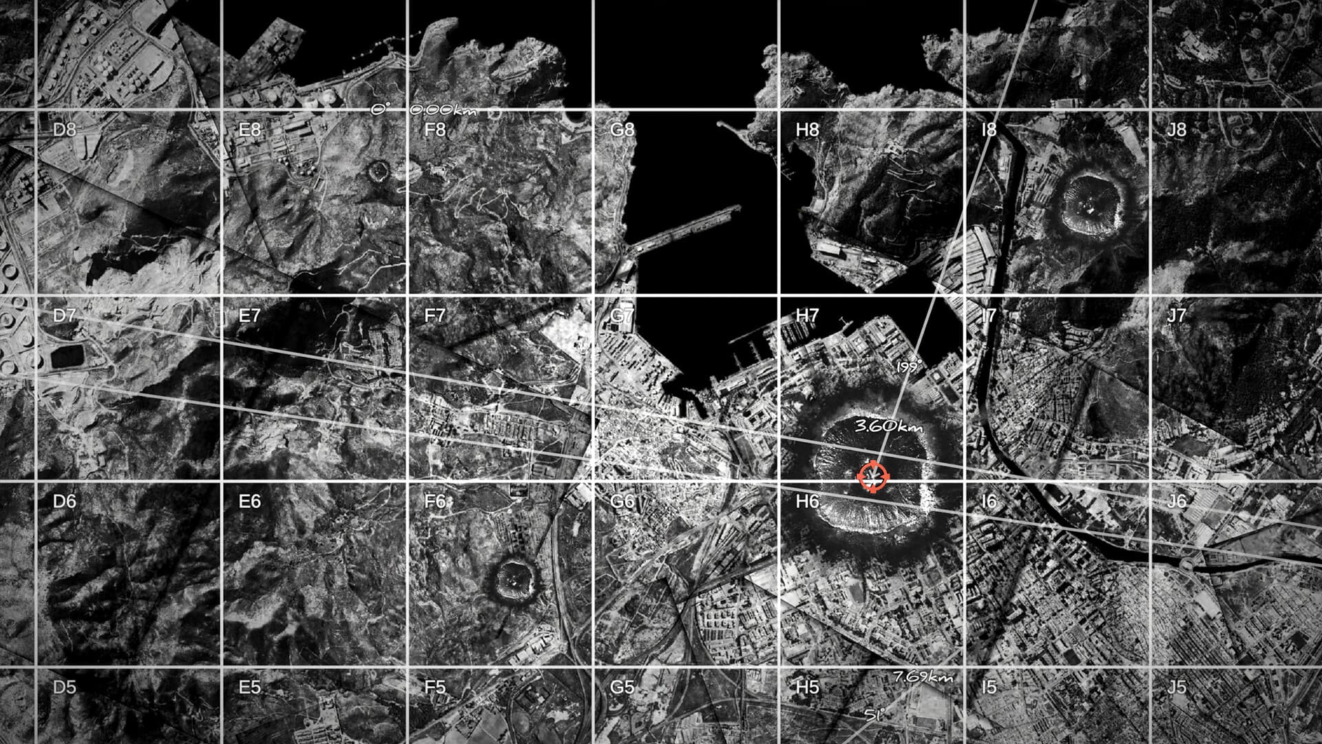 IRON NEST reconnaissance photograph overlaid on the tactical grid